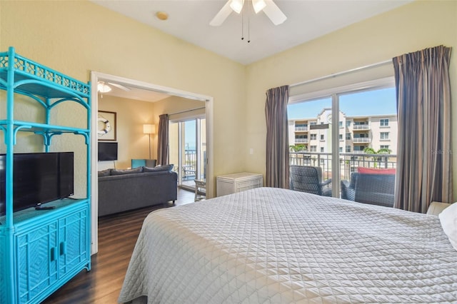 10315 Gulf Blvd Unit 302, Saint Petersburg, FL 33706 - bedroom featuring access to outside, wood finished floors, and ceiling fan