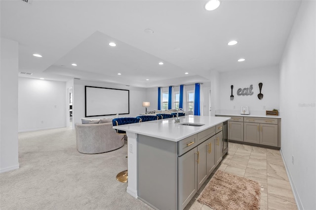 33255 Kateland Dr, Wesley Chapel, FL 33545 - cinema featuring a sink, baseboards, recessed lighting, and light colored carpet