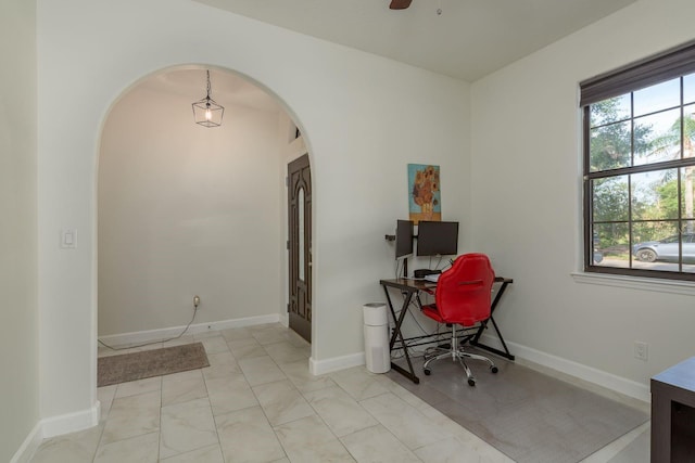 8523 N Newport Ave, Tampa, FL 33604 - office featuring arched walkways and ceiling fan