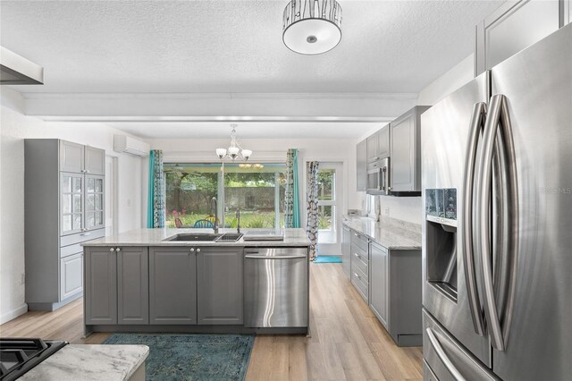 1226 SE 9th Ave, Ocala, FL 34471 - kitchen with appliances with stainless steel finishes, gray cabinets, and a textured ceiling