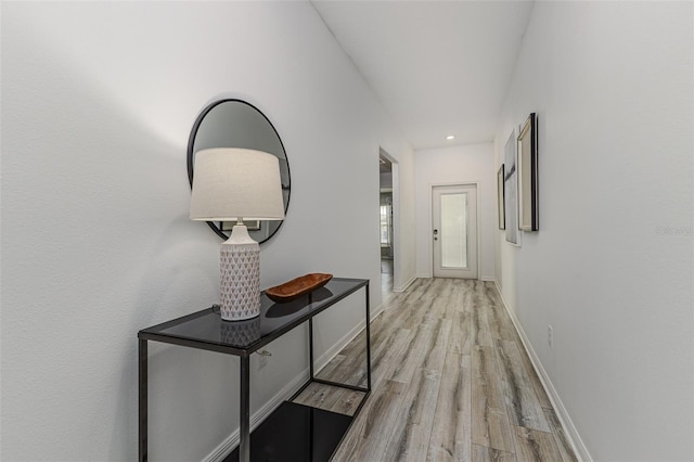 8812 Parsons Hill Blvd, Wesley Chapel, FL 33545 - hallway featuring wood finished floors, baseboards, and recessed lighting