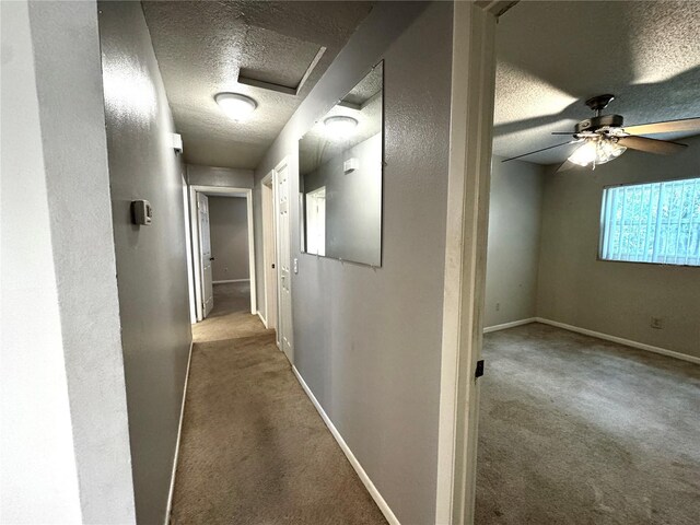 3419 Pearson Rd, Valrico, FL 33596 - hall with a textured ceiling, carpet floors, and baseboards