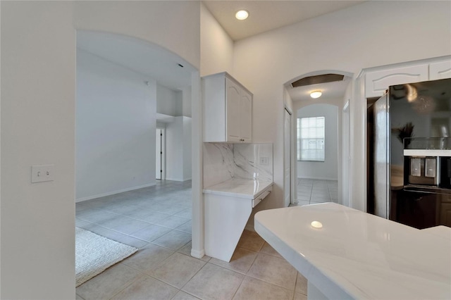 2803 Abbey Grove Dr, Valrico, FL 33594 - bathroom with tile patterned flooring, decorative backsplash, baseboards, and recessed lighting