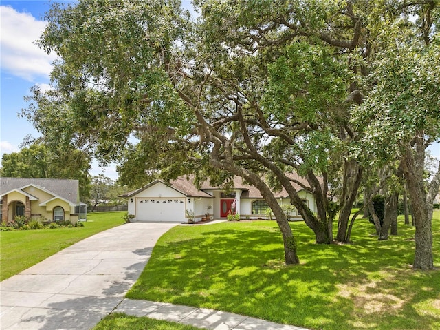 206 Forest Wood Ct, Spring Hill, FL 34609 - view of front of home featuring concrete driveway, a garage, and a front yard