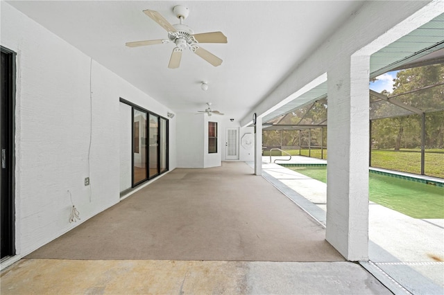 206 Forest Wood Ct, Spring Hill, FL 34609 - view of patio / terrace with a ceiling fan, an outdoor pool, and a lanai