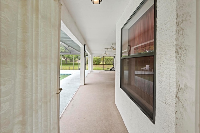 206 Forest Wood Ct, Spring Hill, FL 34609 - property entrance featuring a ceiling fan and a patio area