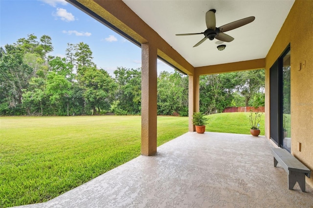 4608 Scott Rd, Lutz, FL 33558 - view of patio with a ceiling fan and view of scattered trees