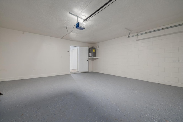 2436 Beacon Groves Blvd, Palm Harbor, FL 34683 - garage featuring water heater, concrete block wall, and a garage door opener