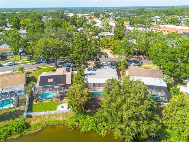 2436 Beacon Groves Blvd, Palm Harbor, FL 34683 - aerial perspective of suburban area featuring a nearby body of water and a pool area