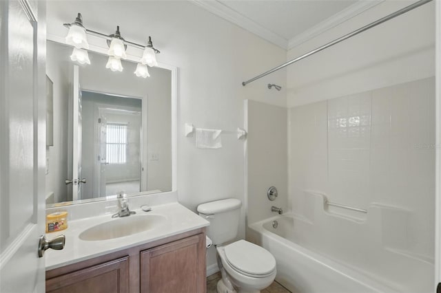 442 Graystone Blvd, Davenport, FL 33837 - full bathroom featuring ornamental molding, vanity, toilet, and shower / tub combination