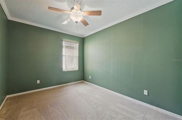442 Graystone Blvd, Davenport, FL 33837 - unfurnished room with a textured ceiling, a ceiling fan, carpet, ornamental molding, and baseboards