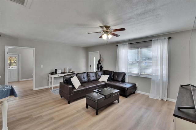 206 4th Ave NW, Ruskin, FL 33570 - living room with ceiling fan, light wood-style floors, and baseboards