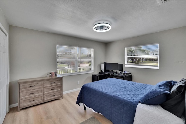 206 4th Ave NW, Ruskin, FL 33570 - bedroom with multiple windows, light wood-style flooring, baseboards, and a textured ceiling