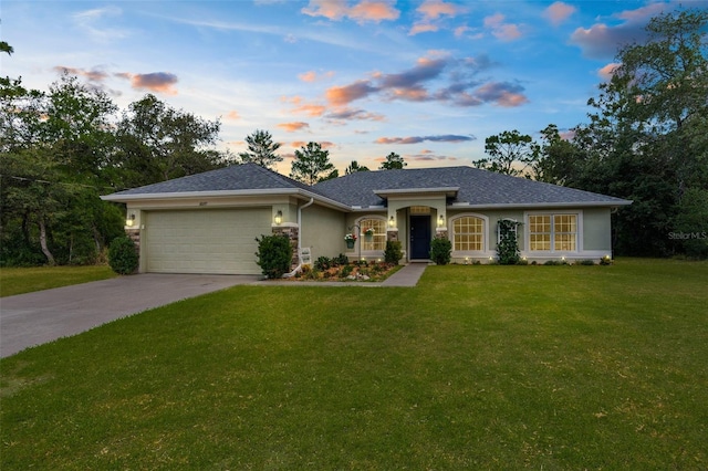 10197 Meadow Wren Ave, Weeki Wachee, FL 34613 - single story home with a garage, a front yard, stucco siding, and driveway