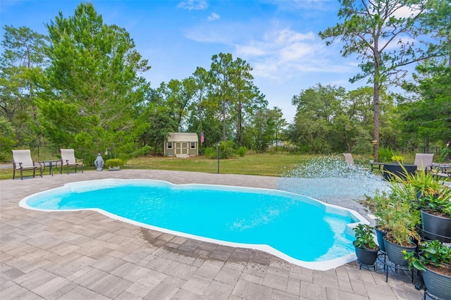 10197 Meadow Wren Ave, Weeki Wachee, FL 34613 - outdoor pool featuring a patio area, a lawn, and view of scattered trees
