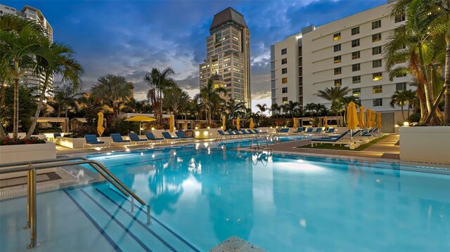 100 1st Ave N Unit 2703, Saint Petersburg, FL 33701 - pool at dusk with a community pool