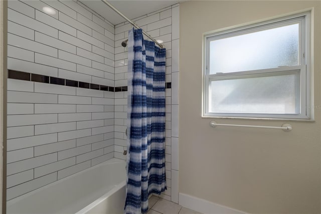 2010 Bayview Pl, Indian Rocks Beach, FL 33785 - bathroom featuring shower / bathtub combination with curtain and tile patterned flooring