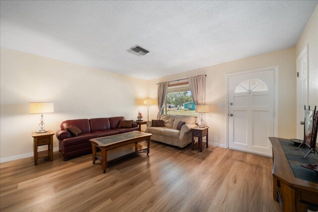 6282 41st Ave N, Saint Petersburg, FL 33709 - living area featuring light wood finished floors, a textured ceiling, and baseboards