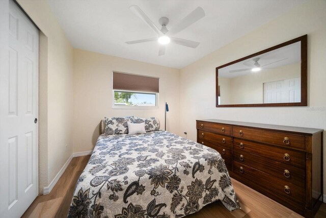 6282 41st Ave N, Saint Petersburg, FL 33709 - bedroom featuring light wood-style flooring, baseboards, and a ceiling fan