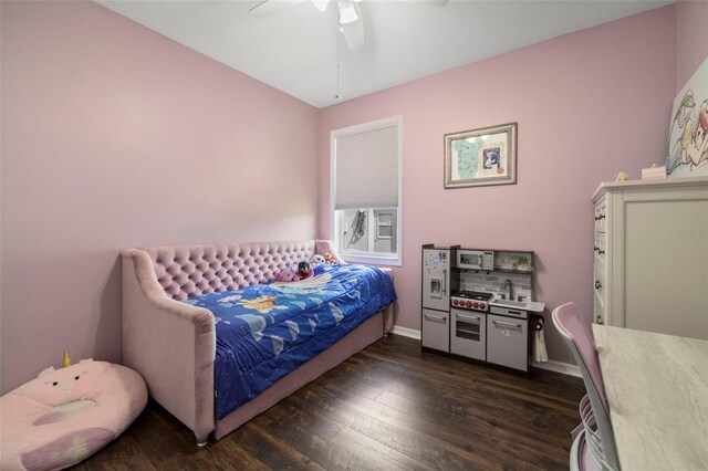 2350 126th Dr E, Parrish, FL 34219 - bedroom featuring dark wood-style flooring and ceiling fan
