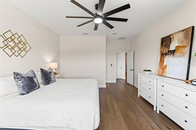 6123 Golden Nettle Dr, Apollo Beach, FL 33572 - bedroom with dark wood-type flooring, baseboards, and ceiling fan