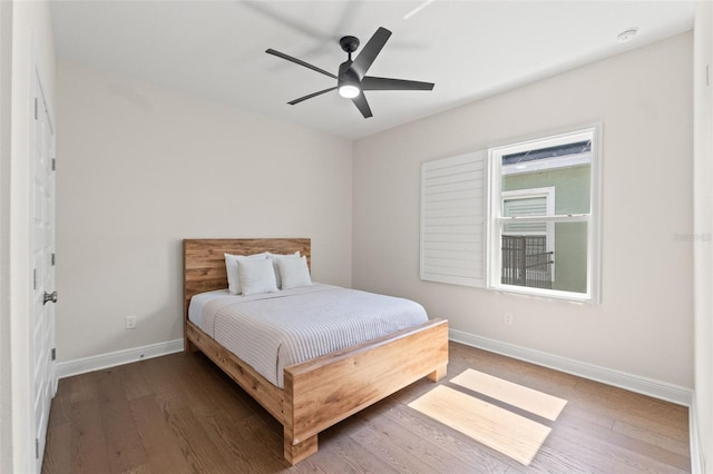 6123 Golden Nettle Dr, Apollo Beach, FL 33572 - bedroom featuring wood finished floors, baseboards, and a ceiling fan