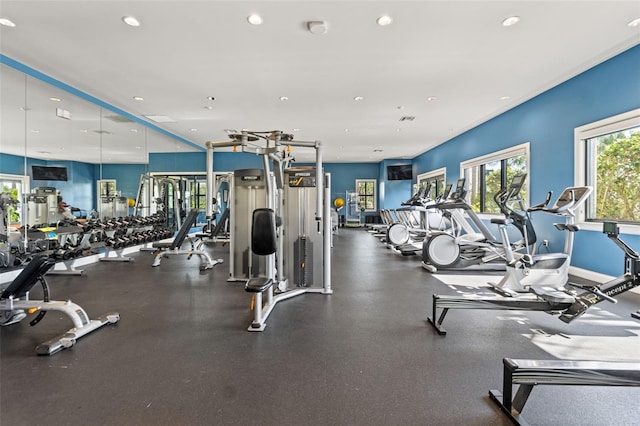 6123 Golden Nettle Dr, Apollo Beach, FL 33572 - workout area featuring recessed lighting and baseboards