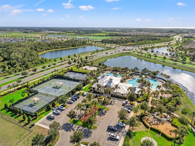 6123 Golden Nettle Dr, Apollo Beach, FL 33572 - drone / aerial view of a large body of water and a pool area