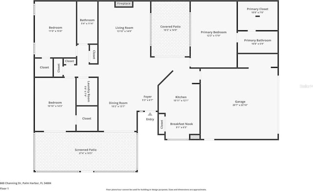 660 Channing Dr, Palm Harbor, FL 34684 - floor plan / room layout