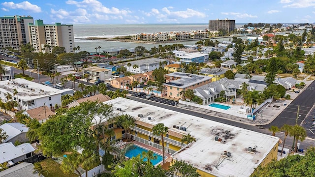 600 71st Ave Unit 16, St Pete Beach, FL 33706 - drone / aerial view of a pool and a large body of water