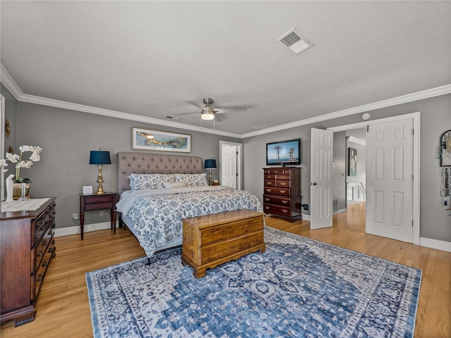 4611 Ackerly Way, Brandon, FL 33511 - bedroom featuring light wood finished floors, crown molding, and ceiling fan