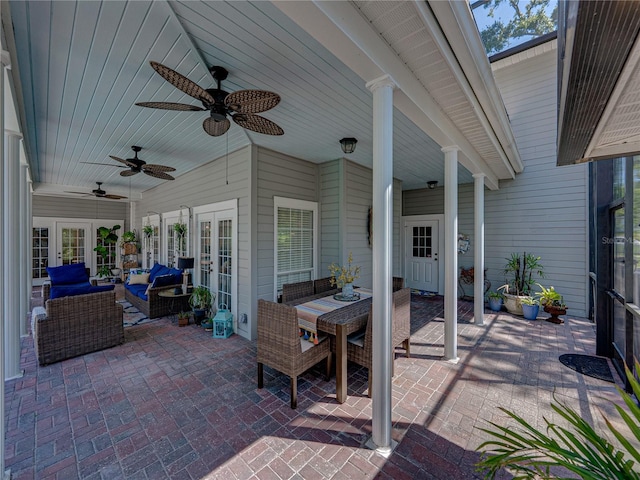 4611 Ackerly Way, Brandon, FL 33511 - view of patio with french doors, outdoor dining space, outdoor lounge area, and ceiling fan