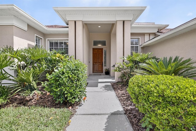 111 Falling Water Dr, Brandon, FL 33511 - doorway to property with stucco siding