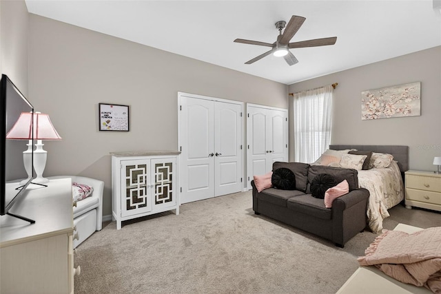 111 Falling Water Dr, Brandon, FL 33511 - bedroom with carpet flooring, multiple closets, and ceiling fan