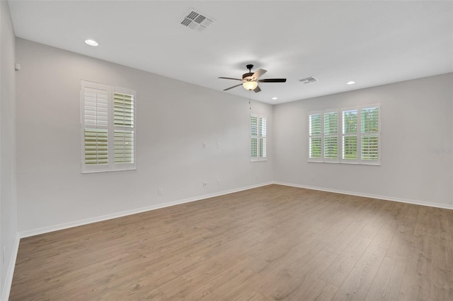 19238 Old Spanish Rd, Tampa, FL 33647 - unfurnished room featuring a ceiling fan, wood finished floors, recessed lighting, and baseboards