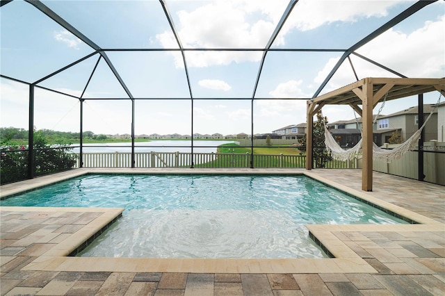 3091 King Fern Dr, Wimauma, FL 33598 - swimming pool with a patio, a water view, and a lanai