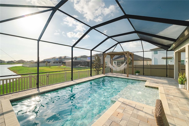 3091 King Fern Dr, Wimauma, FL 33598 - view of pool with a residential view, a patio area, and a yard