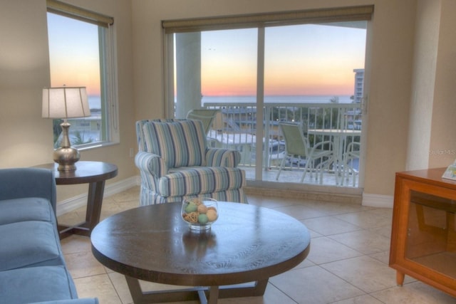 11605 Gulf Blvd Unit 506, Saint Petersburg, FL 33706 - living room featuring baseboards and tile patterned floors