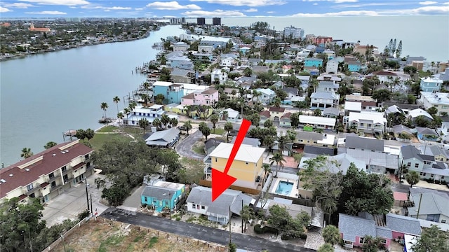 131 92nd Ave, Treasure Island, FL 33706 - aerial view of property and surrounding area featuring a nearby body of water and nearby suburban area