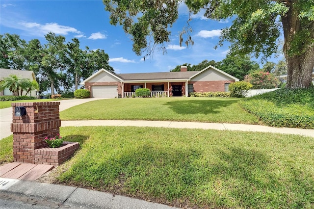 414 Summit Chase Dr, Valrico, FL 33594 - single story home featuring brick siding, an attached garage, a front yard, and a chimney