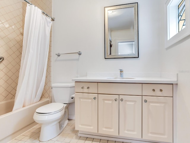 4521 W Azeele St, Tampa, FL 33609 - bathroom with vanity, toilet, shower / tub combo, and tile patterned floors