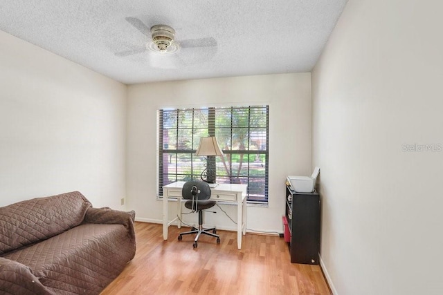 107 Halton Cir, Seffner, FL 33584 - office space featuring light wood finished floors, ceiling fan, a textured ceiling, and baseboards