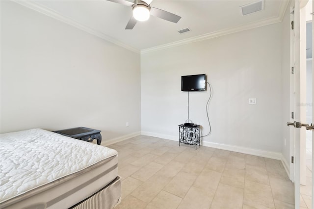 7991 Lake James Blvd, Lakeland, FL 33810 - bedroom with ornamental molding, baseboards, and a ceiling fan