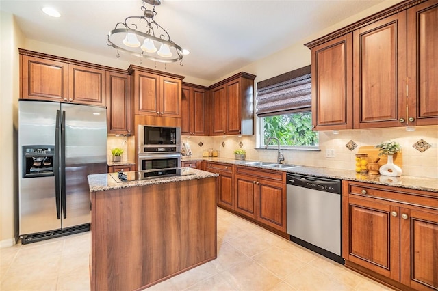 2354 Messenger Cir, Safety Harbor, FL 34695 - kitchen featuring black appliances, a sink, light stone countertops, backsplash, and recessed lighting