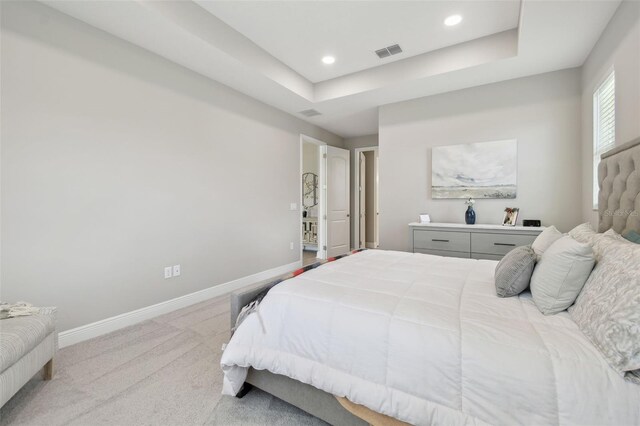 33287 Sycamore Leaf Dr, Wesley Chapel, FL 33545 - carpeted bedroom with baseboards, a raised ceiling, and recessed lighting
