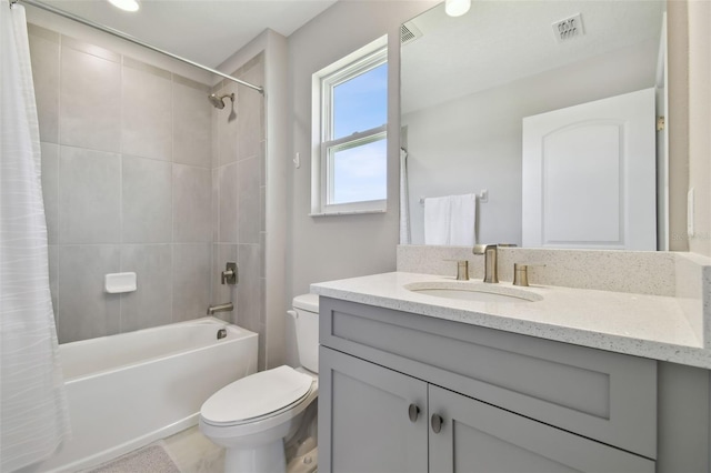 33287 Sycamore Leaf Dr, Wesley Chapel, FL 33545 - full bath with toilet, vanity, and shower / tub combo with curtain