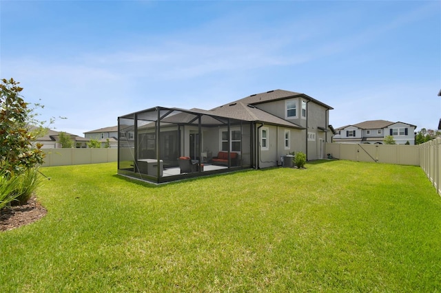 33287 Sycamore Leaf Dr, Wesley Chapel, FL 33545 - rear view of property with cooling unit and a sunroom