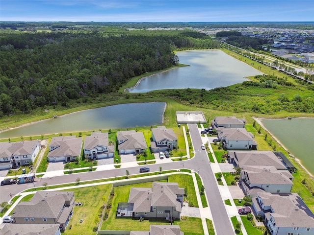 33287 Sycamore Leaf Dr, Wesley Chapel, FL 33545 - aerial view of residential area featuring a nearby body of water and a forest