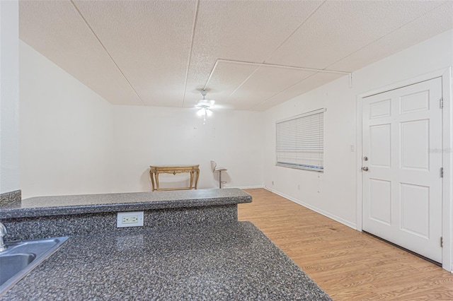 4708 Michael Ct Unit 104, Tampa, FL 33614 - miscellaneous room featuring light wood-type flooring, a ceiling fan, a sink, and a textured ceiling