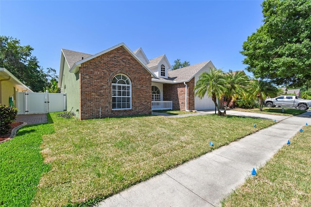 9709 Bay Colony Dr, Riverview, FL 33578 - traditional home with a gate, brick siding, concrete driveway, an attached garage, and roof with shingles